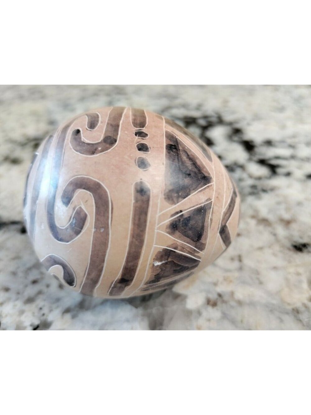 Antique Hand Painted Stone Egg 2.5" Beautiful Painting and Design